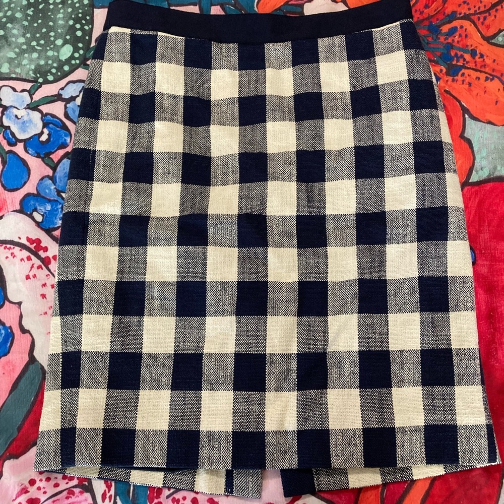 J. Crew Gingham Pencil Skirt
